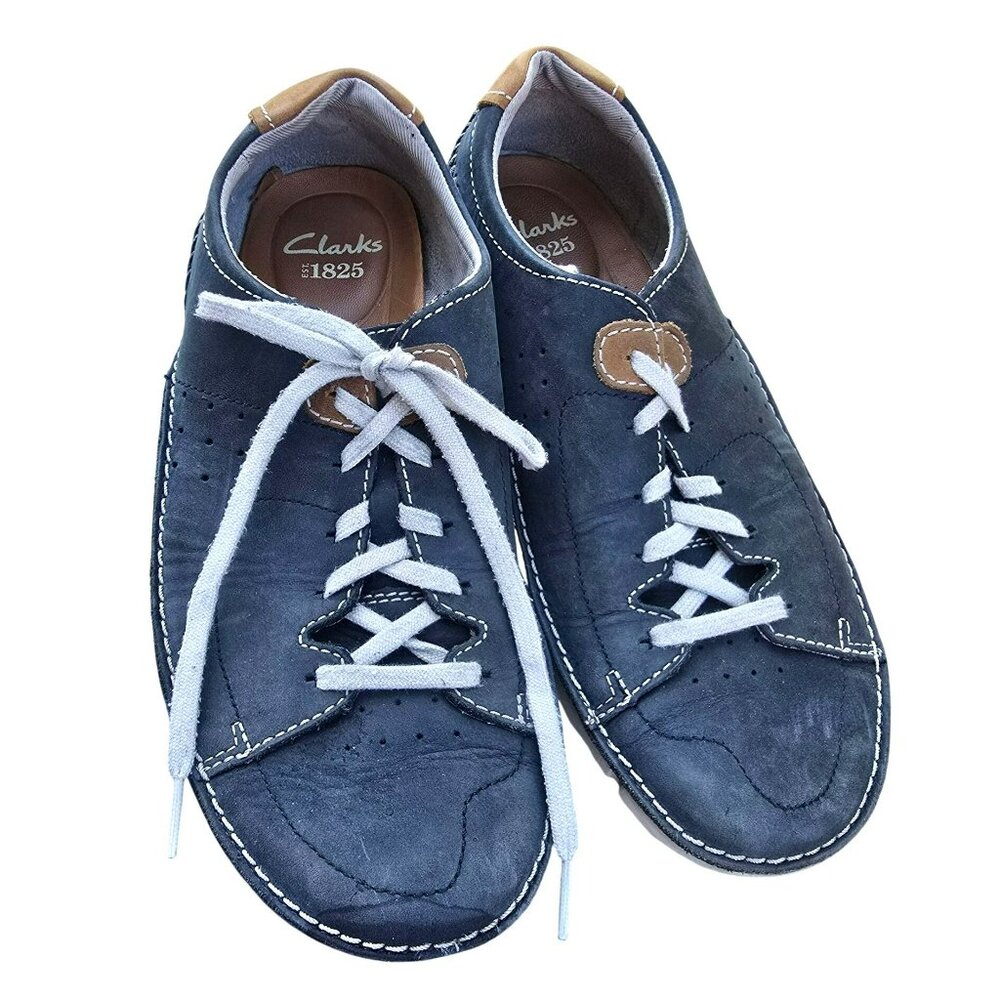 Clarks Trigenic Mens Lace-Up Casual Shoes Size 8.5 Blue Brown Suede